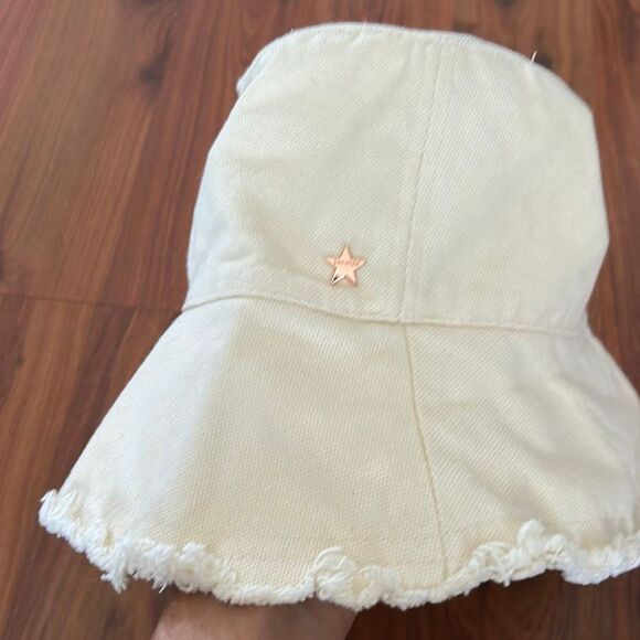 Jocelyn beige canvas bucket hat one size smiley face main image 4